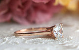 Solitaire Engagement Ring 1ct Round Brilliant Cut Diamond 14k Rose Gold Finish