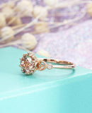 1ct Round Cut Peach Morganite Engagement Ring 14k Rose Gold Finish Milgrain