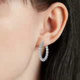 4ct Round Cut Diamond Inside Out Stylish Party Hoop Earrings 14k White Gold Over