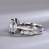 3ct Heart Cut Diamond Vintage Bridal Wedding Set Band Ring 14k White Gold Finish