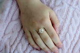 4.8ct Emerald Cut Morganite Engagement Ring Diamond Accents 14k Rose Gold Finish