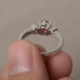 1ct Round Cut Pink Ruby Milgrain Vintage Engagement Ring 14k White Gold Finish