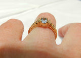 2ct Engagement Ring Oval Cut Blue Aquamarine Filigree Shank 14k Yellow Gold Over