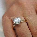 0.7ct Heart Simulated Diamond Three Stone Engagement Ring 14k Yellow Gold Plated