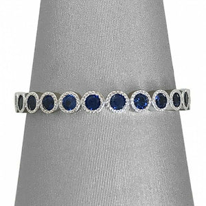 2Ct Round Cut Blue Sapphire Vintage Eternity Wedding Band 14K White Gold Finish