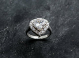 2.2ct Engagement Ring Heart Cut Diamond Halo Solitaire 14k White Gold Finish