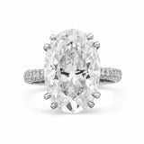 5Ct Oval Cut Diamond Solitaire Engagement Ring 14K White Gold Over Round Accents