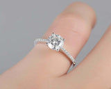 1.2ct Round Cut VVS1D Diamond Solitaire with Accents Ring 14k White Gold Finish