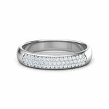 2ct Wedding Ring Band Round Cut Diamond Three Row Cluster 14k White Gold Finish