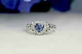 1ct Heart Blue Tanzanite Engagement Ring Halo Celtic Trinity 14k White Gold Over