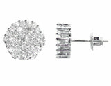 1.4ct Round Cut VVS1D Diamond Cluster Stud Earrings Women 14k White Gold Finish