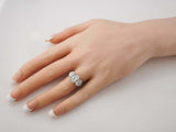 3ct Oval Diamond Engagement Ring Vintage Trilogy Solitaire 14k White Gold Finish