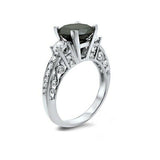 3Ct Round Cut Black Diamond Filigree Vintage Solitaire Ring 14K White Gold Over