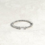 Stackable Minimalist Engagement Ring 0.2ct Baguette Diamond 14k Yellow Gold Over