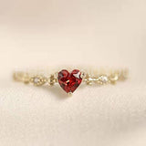 0.3ct Heart Cut Simulated Garnet Minimalit Engagement Ring 14k YellowGold Plated