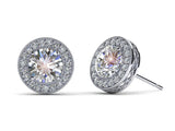 1ct Round Cut Diamond Cluster Solitaire Stud Earring Women 14k White Gold Finish