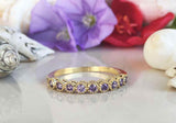 1.2ct Wedding Ring Band Round Cut Purple Amethyst Stackable 14k Yellow Gold Over