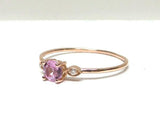 0.5ct Round Cut Pink Sapphire Trilogy Minimalist Ring 14k Rose Gold Finish