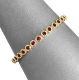 1.5Ct Round Cut Pink Ruby Vintage Eternity Wedding Band 14K Yellow Gold Finish