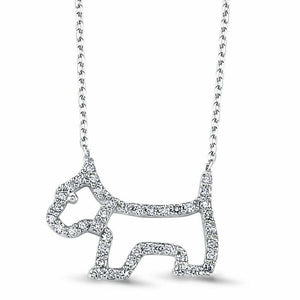 2ct Round Cut VVS1D Diamond Pendant with Chain Pet Dog Puppy 14k White Gold Over