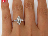 2Ct Marquise Diamond Trilogy Engagement Ring 14K White Gold Over Baguette Accent