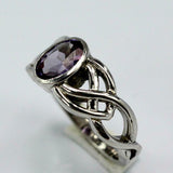 2ct Oval Purple Amethyst Engagement Ring Celtic Double Knot 14k White Gold Over