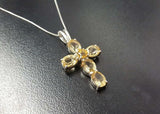 1.5ct Yellow Citrine Pendant Oval Cut Christ Cross 14k WhiteGold Finish NO CHAIN