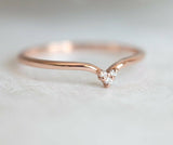 Minimalist Wedding Ring Band 1ct Round Cut VVS1D Diamond 14k Rose Gold Finish