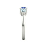 2Ct Cushion Cut Blue Sapphire Pear Accents Engagement Ring 14K White Gold Finish