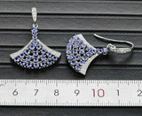 2.7ct Drop Earrings Round Cut Blue Tanzanite Chandelier 14k White Gold Finish