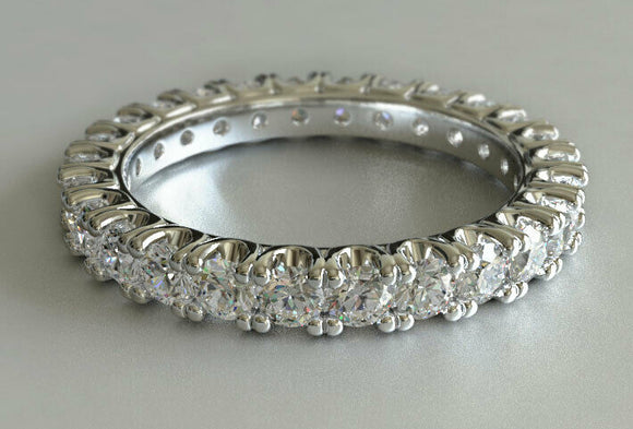 2.5ct Round Cut VVS1 Diamond Eternity Wedding Ring Band 14k White Gold Over