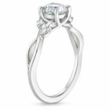 3ct Oval Cut Diamond Engagement Ring 14k White Gold Finish Marquise Leaf Accents