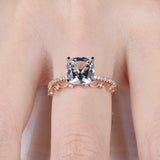 2ct Cushion Cut Blue Aquamarine Bridal Set Engagement Ring 18k Rose Gold Finish