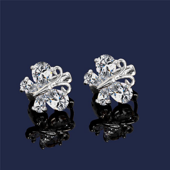 2Ct Pear Cut Diamond Butterfly Drop Earrings For Women 14K White Gold Finish