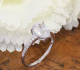 Accents Solitaire Engagement Ring 1ct Pear Cut Diamond 14k White Gold Finish