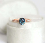 1.3ct Oval London Blue Topaz Engagement Ring 14k Rose Gold Finish Diamond Accent