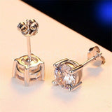 1.5ct Round Cut Moissanite 4 Prong Solitaire Stud Earrings 14K White Gold Plated