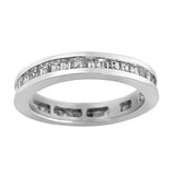 2Ct Princess Cut Diamond Channel Set Eternity Wedding Band 14K White Gold Finish