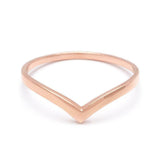 V Shaped Curved Stackable Women Wedding Band 14k Rose Gold Finish