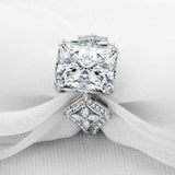 4ct Radiant Cut Diamond Cocktail Solitaire with Accent Ring 14k WhiteGold Finish