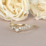 1.4ct Round Cut Diamond Curved Stackable Engagement Ring 14k Yellow Gold Finish