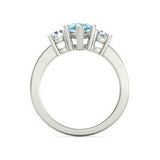 2Ct Marquise Cut Blue Topaz Three Stone Ring 14K White Gold Finish Round Accents