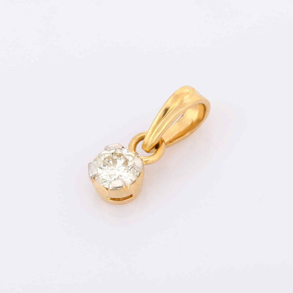 1ct Diamond Pendant Round Cut Brilliant Solitaire 14k YellowGold Finish NO CHAIN