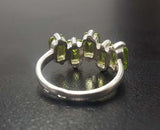 2.4ct Engagement Ring Emerald Cut Green Peridot Geometric Bar 14k WhiteGold Over