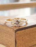 1.5ct Round Cut Diamond Engagement Ring Pear Accent Trilogy 14k Yellow Gold Over