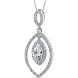 3Ct Marquise Cut Diamond Double Halo Women Pendant 14K White Gold Over NO CHAIN