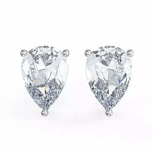 1.2ct Stud Earrings Pear Cut Diamond Solitaire Women 14k White Gold Finish