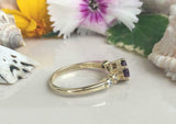 2ct Round Cut Purple Amethyst Five Stone Solitaire Ring 14k Yellow Gold Finish