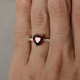 2ct Heart Cut Red Garnet Solitaire Promise Engagement Ring 14k White Gold Finish