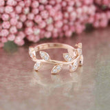 1.3ct Round Cut Diamond Leaf Half Eternity Wedding Band 14k Rose Gold Finish